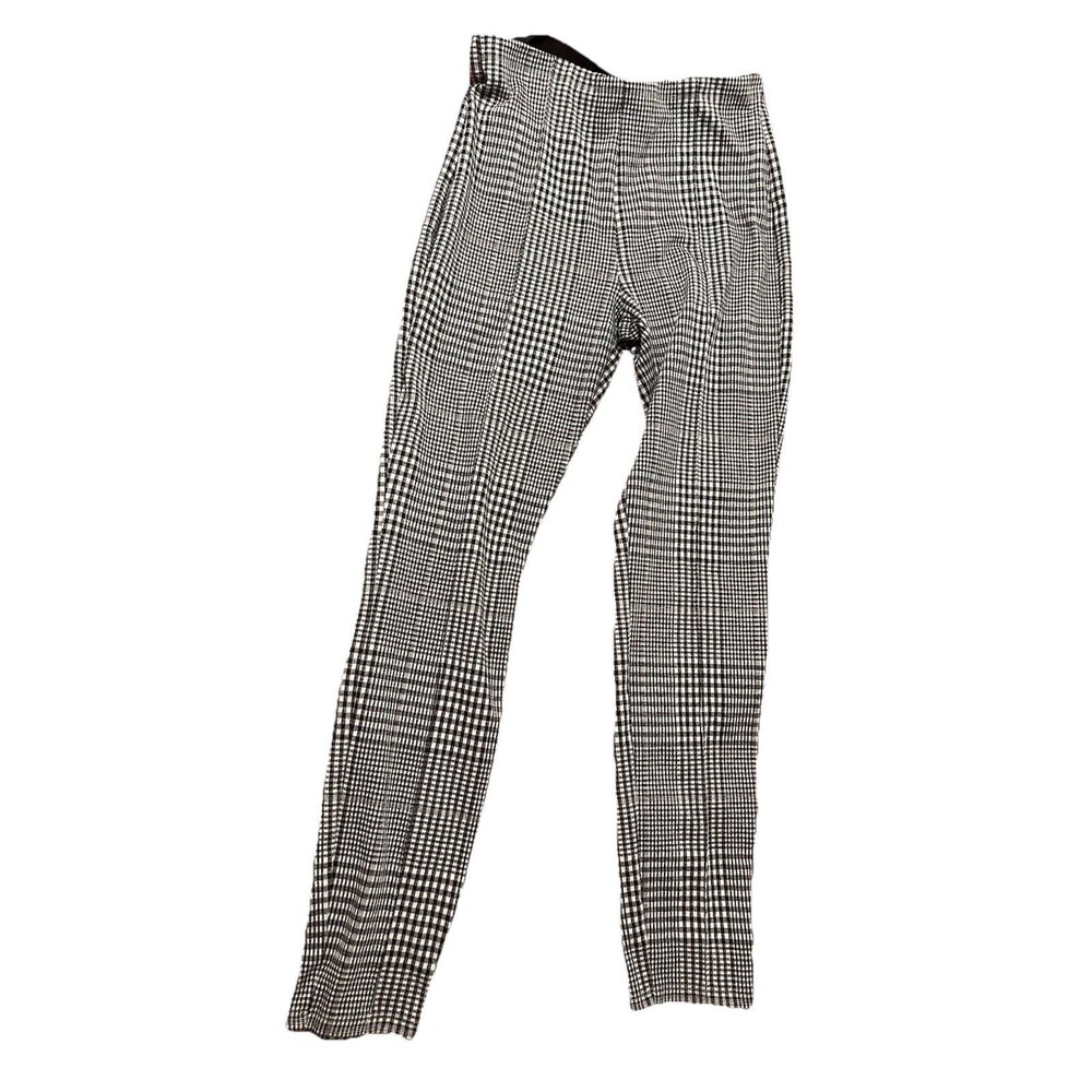 Tahari Women's Black and White Plaid High-Waisted Ankle Pants